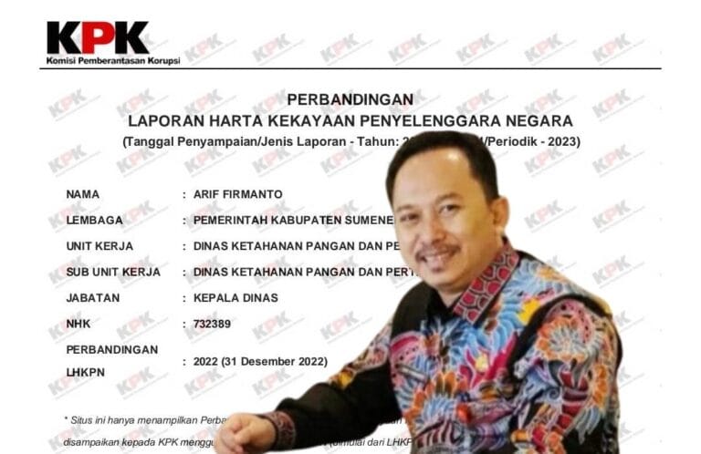 Harta Casekda Sumenep (1): Arif Firmanto Rp1,8 M, Alami Kenaikan Dalam Setahun